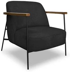 Poltrona para Sala Pés Metálicos Ellen S06 Boucle Preto - Mpozenato