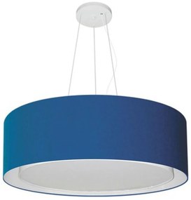 Lustre Pendente Cilíndrico Duplo Md-4125 Cúpula em Tecido 60x25cm Azul Marinho - Bivolt