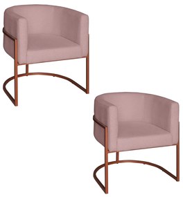 Poltrona Base Industrial Bronze Kit 2 Lety Veludo - Rose