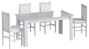 Conjunto Completo Jantar Cozinha Mesa Elástica 8 Cadeiras - Branco