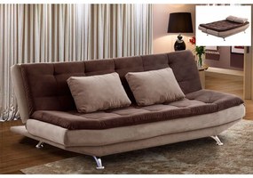 Sofá Cama 3 Lugares Speciale Marrocos Sued Pena Marrom e Bege - D'Rossi