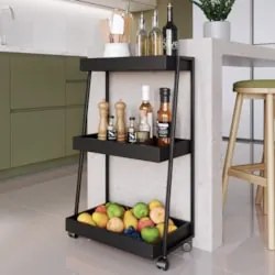 Carrinho Organizador Fruteira Industrial Multiuso Lino Preto Z54 - Mpo
