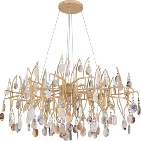 Pendente Metal Agata Cristal Dourado Branch