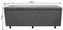 Calçadeira Baú Casal Queen 160cm Estofada Liz S05 Suede Bordado Cinza
