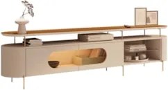 Rack TV 85 Pol 220cm 2 Portas Com LED Dalya Off/Cinamomo H01 - Mpozena
