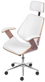 Cadeira Office Braga Alta Courino Branco Base Cromada - 69645 Sun House