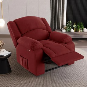Poltrona do Papai Reclinável Sala de Cinema Madrid Power Touch Veludo Vermelho G23