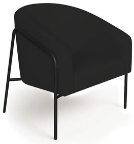 Poltrona Sala Industrial Alta Preto Stella Linho D03 - D'Rossi - Preto