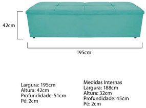Calçadeira Munique 195 cm King Size Suede Azul Tiffany - ADJ Decor