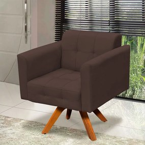 Poltrona Decorativa Giratória MM30 Elisa Suede Marrom D03 - D'Rossi