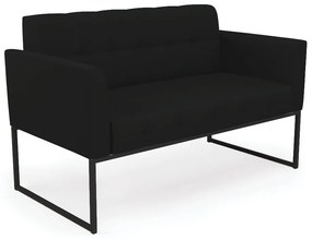 Sofá Namoradeira Elisa Linho Base Metálica Industrial Preto - D'Rossi - A79 Preto
