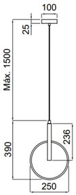 Pendente Signo Ø20X93Cm Led 9W 3000K Bivolt Dourado Polido - Usina Imp... (Dourado Polido)