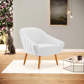 Kit 02 Poltronas Giovana Corino Branco Pés Palito Castanho - D'Rossi