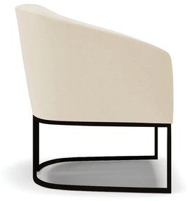 Poltrona Decorativa Industrial Preto Stella Linho Bege D03 - D'Rossi