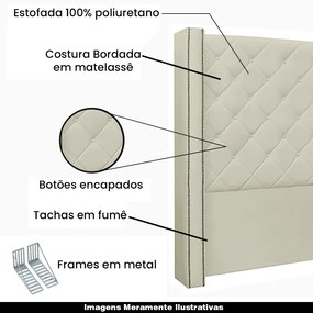 Cabeceira Decorativa Queen Size 1,84M Loewe PU Marfim G63 - Gran Belo