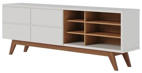 Rack para Sala Bancada de TV 70 Pol 180cm Cinthia C04 - D'Rossi - Preto Fosco e Noce Milano