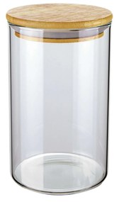 Pote de Vidro com Tampa de Bambu Redondo longo - 1L
