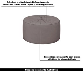 Kit 2 Puffs Decorativos Sala De Estar Round Veludo Rosê G45 - Gran Belo