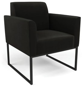 Sofá Namoradeira com Poltrona Base Industrial Preto Marisa Suede D03 - D'Rossi - Preto
