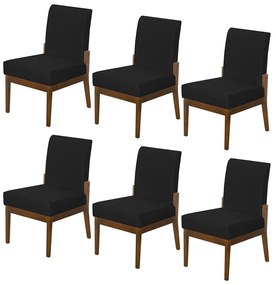 Kit 06 Cadeiras de Jantar Helena Suede Preto