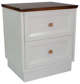 Mesa de Cabeceira Louvre - Branco com Tampo Vintage Clássico Kleiner
