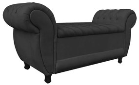 Recamier Baú Londres 1,20 m Suede D'Rossi - Preto