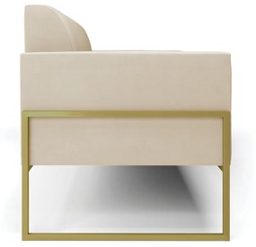 Sofá Namoradeira Base Industrial Alta Dourado Marisa Suede D03 - D'Rossi - Bege