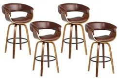 Kit 4 Banquetas Giratória Alta com Encosto Base Madeira Ravi R02 Sinté