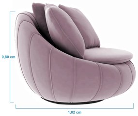 Poltrona Decorativa Redonda Giratória Glória Veludo Rosê - Sheep Estofados - Veludo Rosê