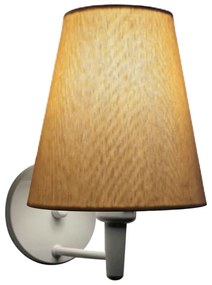 Arandela Cone Md-2007 Base Branco Cúpula em Tecido 20/08x18cm Palha - Bivolt