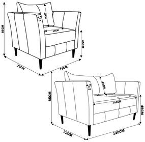 Conjunto Sofá 2 Lugares com Poltrona Pés Palito Lubbock Couro Marrom G58 - Gran Belo
