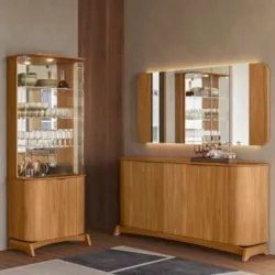 Buffet Aparador Cristaleira e Espelho Com LED Zuni Ypê N02  - Mpozenat