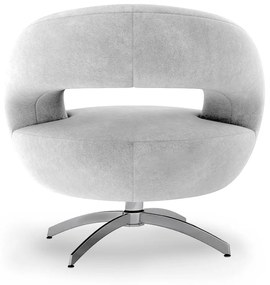 Poltrona Decorativa Base Giratória Topázio Veludo Cinza Claro - Sheep Estofados - Cinza claro