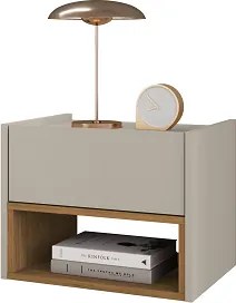 Mesa De Cabeceira Florença Off White/Cedro - Casa D Móveis