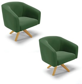 Poltrona Decorativa Giratória MA30 Kit 2 Stella Suede Verde D03 - D'Rossi