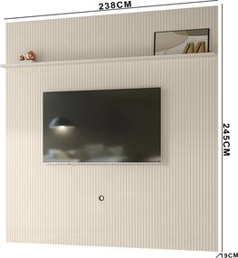 Painel TV 75 Pol 238cm Ripado para Sala Kalven M20 - D'Rossi - Off White