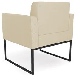 Poltrona Decorativa Base Industrial Preto Ana Veludo Luxo Off White -