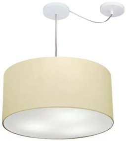 Lustre Pendente Cilíndrico Com Desvio Md-4261 Cúpula em Tecido 50x30cm Algodão Crú - Bivolt