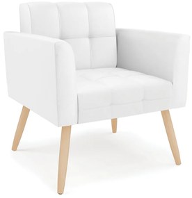 Kit 1 Sofá Namoradeira e 2 Poltronas Elisa Corino Branco Pés Palito Natural - D'Rossi