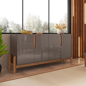 Aparador Buffet 4 Portas Belle 170cm Cinza Pérola e Cedro C02 - D'Rossi