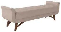 Puff Recamier Calçadeira 140cm Base Madeira Neville Z37 Linho Areia -