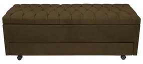 Calçadeira Baú com Sapateira Solteiro 90cm Paris Capitonê Suede Marrom - Sheep Estofados - Marrom