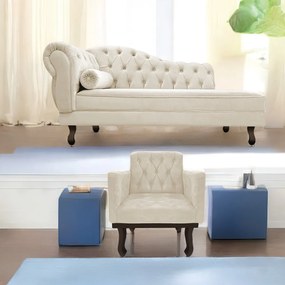 Kit Diva Recamier Diana 140cm Lado Direito e 01 Poltrona Classic Suede - ADJ Decor