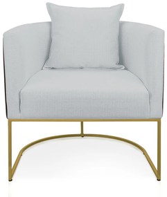 Poltrona Paola Corano Preto com Linho Base Metálica Dourado D03 - D'Rossi - A05 Cinza Claro