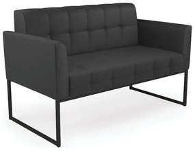 Sofá Namoradeira Elisa Corino Base Metálica Industrial Preto - D'Rossi - Preto
