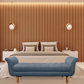 Recamier Olinda Suede 160 cm Pés Chanfrado Castanhos - D'Rossi - Azul Marinho