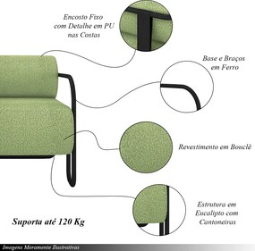 Poltrona Decorativa Sala de Estar Polatsk Base Industrial de Ferro Bouclê Verde Oliva G33 - Gran Belo