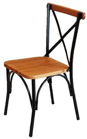 Cadeira Toulouse Base Aço Preto Assento Madeira Castanho 42cm - 55324 Sun House