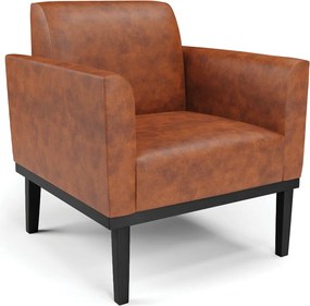 Poltrona Decorativa Isabella Pés Fixo em Madeira Preto PU Nozes G19 - Gran Belo