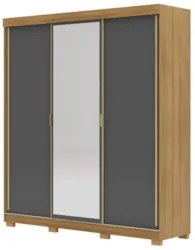Guarda Roupa Casal 200cm Com Espelho Porto Flex Nature/Alasca - Vila R